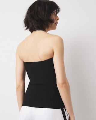【meer.】CREAM PUFF TOP /BLK Black Ribbed Knit Half Zip Fitted Top | Lime Lush Boutique